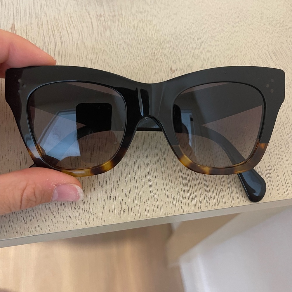 Celine Black and Brown Tortoise Shell Sunglasses